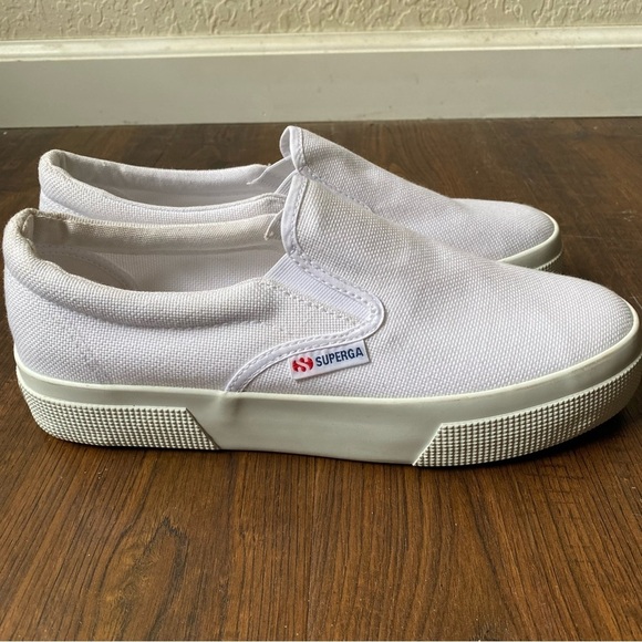 Superga Slip On Platform Classic White Slip-On Sneakers SZ 9.5(41) ✨Like New✨ - Picture 5 of 14